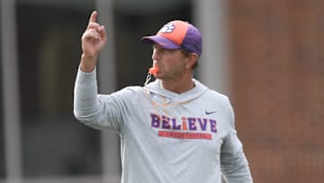 Clemson head coach Dabo Swinney during Spring Practice in Clemson, S.C. Monday, March 24, 2025.