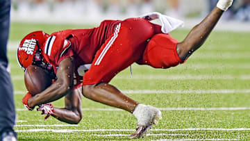 Jacksonville State's Zechariah Poyser catches an interception during college football action at Burgess-Snow Field AmFirst Stadium in Jacksonville, Alabama August 29, 2024. (Dave Hyatt / Special to the Gadsden Times)