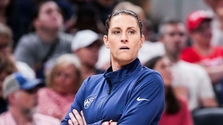Indiana Fever head coach Stephanie White at Gainbridge Fieldhouse in Indianapolis.
