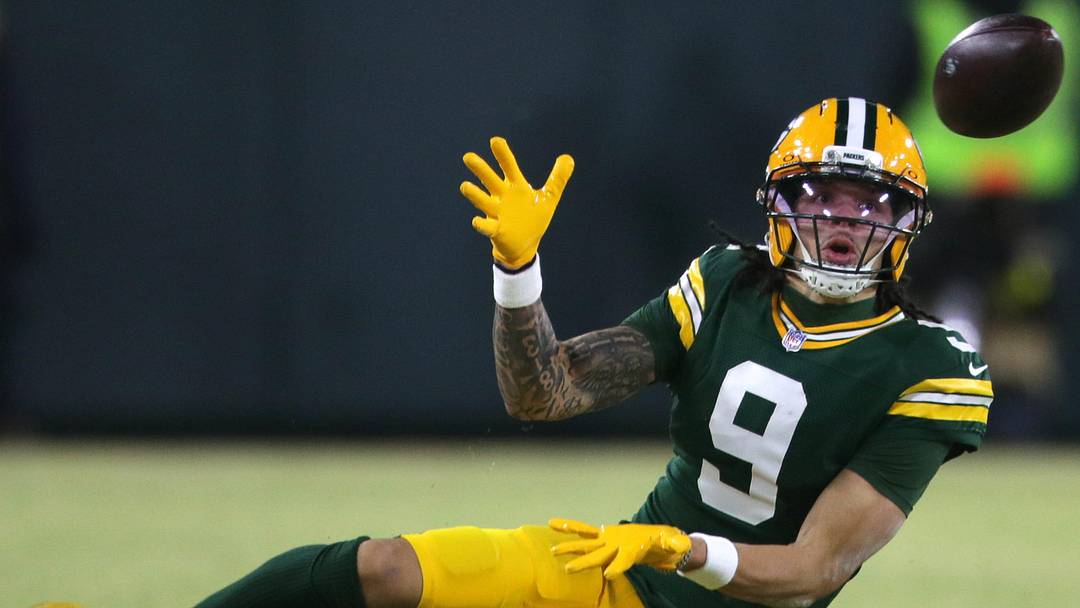 Green Bay Packers wide receiver Christian Watson (9) catches a pass against the Baltimore Ravens on Saturday,, December 27, 2025, at Lambeau Field in Green Bay, Wis. The Ravens defeated the Packers 41-24.
Wm. Glasheen USA TODAY NETWORK-Wisconsin