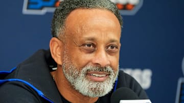 Kentucky head coach Kenny Brooks speaks to the media during press conferences ahead of the Wildcats’ NCAA first-round game against Liberty. Thursday, March 20, 2025