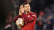 Robert Lewandowski avec le maillot du Bayern Munich. 