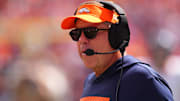 Sep 15, 2024; Denver, Colorado, USA; Denver Broncos head coach Sean Payton during the first quarter against the Pittsburgh Steelers at Empower Field at Mile High. 