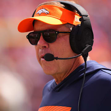 Sep 15, 2024; Denver, Colorado, USA; Denver Broncos head coach Sean Payton during the first quarter against the Pittsburgh Steelers at Empower Field at Mile High. 