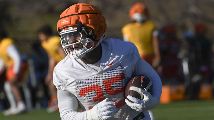 Clemson linebacker Jeremiah Alexander (35) during the first football practice at the Allen N. Reeves Football Complex at Clemson University in Clemson, S.C. Friday, February 28, 2025.