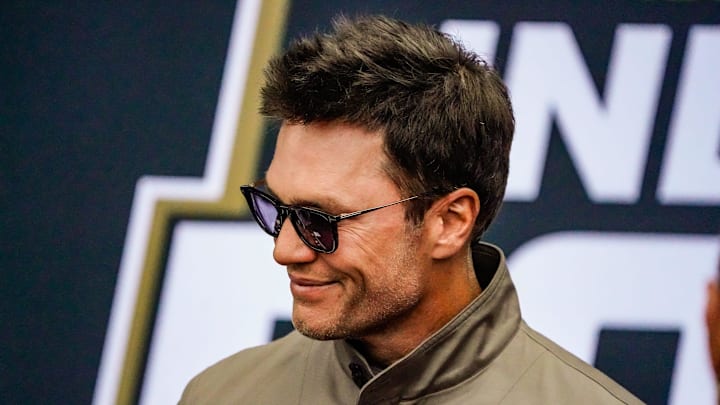 Tom Brady walks the red carpet on Sunday, May 25, 2025, ahead of the 109th running of the Indianapolis 500.
