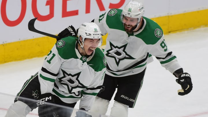 Jason Robertson, Tyler Seguin, Dallas Stars v Edmonton Oilers