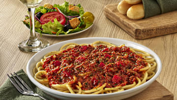 Create Your Own Pasta Bucatini with Spicy Three-Meat Sauce