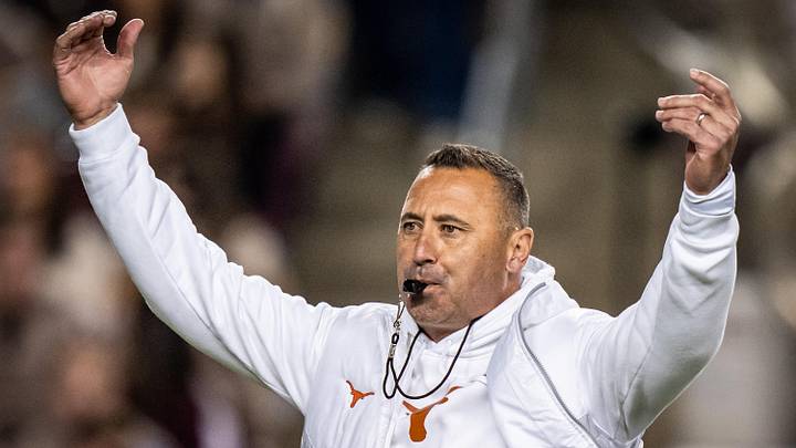 Nov 30, 2024; College Station, Texas, USA; Texas Longhorns head coach Steve Sarkisian