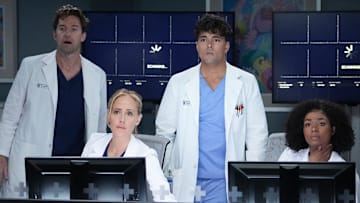 SCOTT SPEEDMAN, KIM RAVER, NIKO TERHO, AND ALEXIS FLOYD IN GREY'S ANATOMY SEASON 19