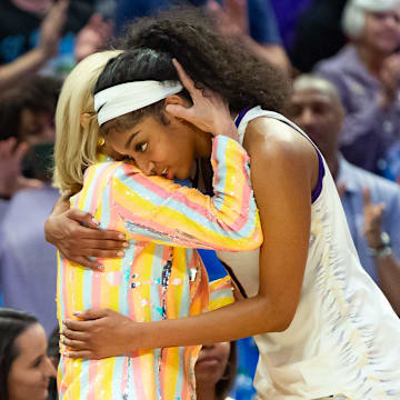 Tigers Head Coach Kim Mulkey and Angel Reese 10 The LSU Tigers take down the Middle Tennessee Blue Raiders in the second round of the 2024 NCAA Tournament in Baton Rouge, LA at the Pete Maravich Assembly Center. Sunday, March 24, 2024.