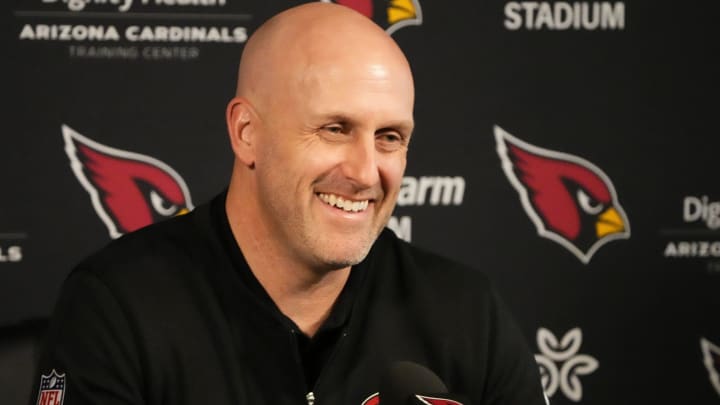 Arizona Cardinals general manager Monti Ossenfort during an NFL pre-draft press conference at the Cardinals Dignity Health Training Center in Tempe on April 18, 2024.