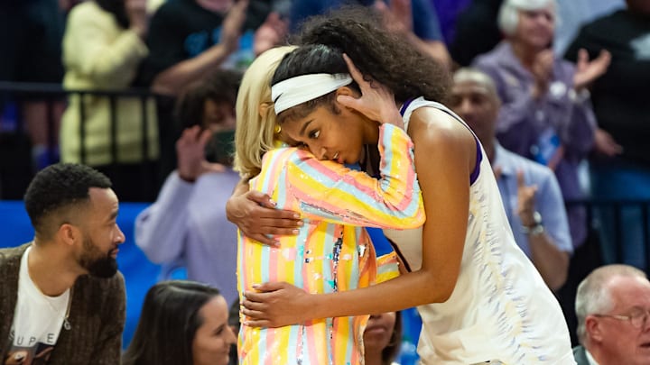 Tigers Head Coach Kim Mulkey and Angel Reese 10 The LSU Tigers take down the Middle Tennessee Blue Raiders in the second round of the 2024 NCAA Tournament in Baton Rouge, LA at the Pete Maravich Assembly Center. Sunday, March 24, 2024.