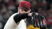 Arizona Diamondbacks pitcher Jordan Montgomery (52) throws to the Minnesota Twins in the first inning at Chase Field in Phoenix on Thursday, June 27, 2024.