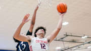 Cameron Boozer of Columbus puts up shot during the semifinals of the 2025 Chipotle Nationals in Indiana.