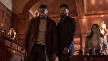 Aldis Hodge as Alex Cross, Isaiah Mustafa as John Sampson, Alona Tal as Kayla Craig. Photo Credit: Keri Anderson/Prime Video.
