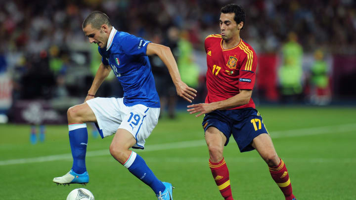 Alvaro Arbeloa e Leonardo Bonucci na final da Euro 2012