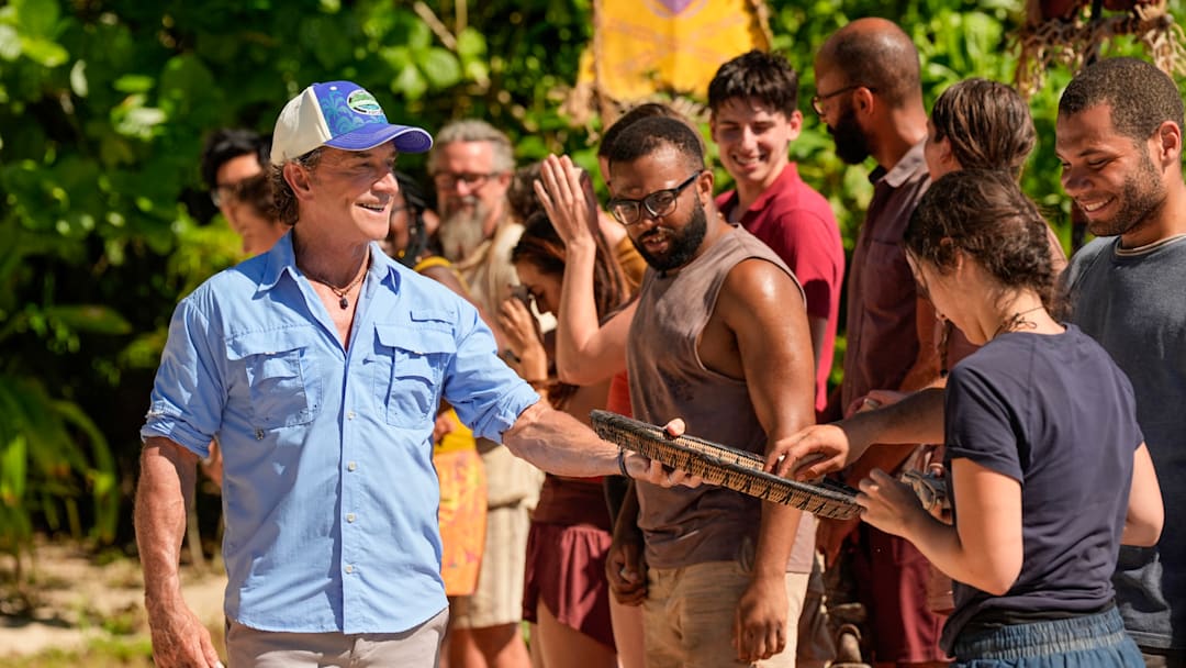 “Go Kick Rocks, Bro” – An unexpected shakeup shifts the castaways’ game trajectories in an all-new direction. Teammates must rely on one another to succeed in a grueling immunity and reward challenge. Then, a wild goose chase unfolds to reinstate one castaway’s vote after the discovery of a beware advantage, on SURVIVOR, Wednesday, Oct. 15 Photo: Robert Voets/CBS ©2025 CBS Broadcasting, Inc. All Rights Reserved.