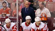 Mar 5, 2022; Sunrise, Florida, USA; Detroit Red Wings head coach Jeff Blashill looks on during the second period against the Florida Panthers at FLA Live Arena. Mandatory Credit: Jim Rassol-Imagn Images