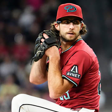 Arizona Diamondbacks starting pitcher Zac Gallen throws to the Pittsburgh Pirates in the second inning at Chase Field in Phoenix, on May 28, 2025.