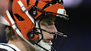 Nov 27, 2025; Baltimore, Maryland, USA; Cincinnati Bengals quarterback Joe Burrow (9) practices before the game at M&T Bank Stadium. Mandatory Credit: Tommy Gilligan-Imagn Images
