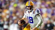LSU quarterback Garrett Nussmeier was benched during the Tigers’ loss to Alabama on Saturday.