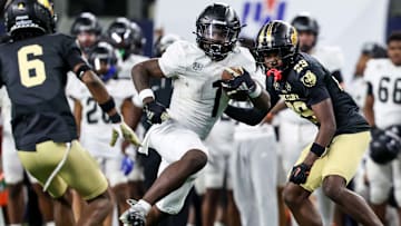 Running back Landen Williams-Callis of Richmond Randle carries during the Texas 5A Division 2 state title game at AT&T Stadium.