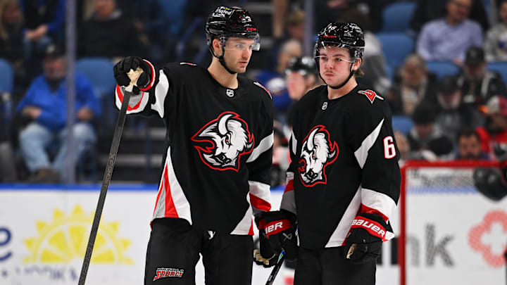 Buffalo Sabres forwards Josh Norris and Zach Benson