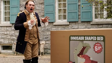 “Sad Farnsby” – When Sam accidentally creates a rift between Sam and Jay’s neighbors, the Farnsbys, Henry Farnsby moves into Woodstone B&B. Also, Isaac and Nigel battle over a belated wedding present, on the CBS Original series GHOSTS, Thursday, Dec. 12 (8:31-9:01 PM, ET/PT) on the CBS Television Network, and streaming on Paramount+ (live and on demand for Paramount+ with SHOWTIME subscribers, or on demand for Paramount+ Essential subscribers the day after the episode airs)*. Pictured (L-R):