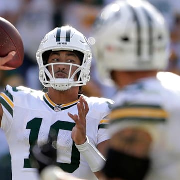 Green Bay Packers quarterback Jordan Love (10) against the Houston Texans on Sunday, Oct. 20, at Lambeau Field.