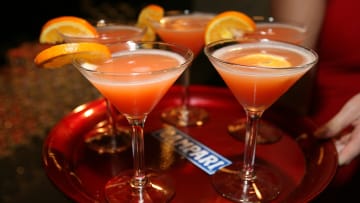 Fruity martinis being served