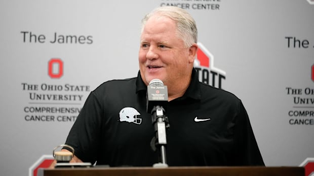 Sep 17, 2024; Columbus, Ohio, USA; Ohio State offensive coordinator and quarterbacks coach Chip Kelly speaks to the press