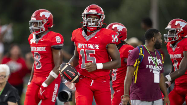 North Shore (Texas) quarterback Kaleb Bailey following his touchdown run.