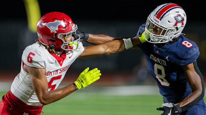 North Shore's Devin Sanchez (left) gets a rematch with Atascocita's Brodrick Malone this week in the Texas high school football playoffs.