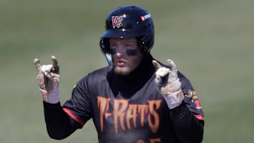 Wisconsin Timber Rattlers’ Blake Burke (25) celebrates a double against the Lansing Lugnuts during their baseball game on Wednesday, April 16, 2025, at Neuroscience Group Field at Fox Cities Stadium in Grand Chute, Wis. Lansing defeated the Timber Rattlers 3-1.
Wm. Glasheen USA TODAY NETWORK-Wisconsin