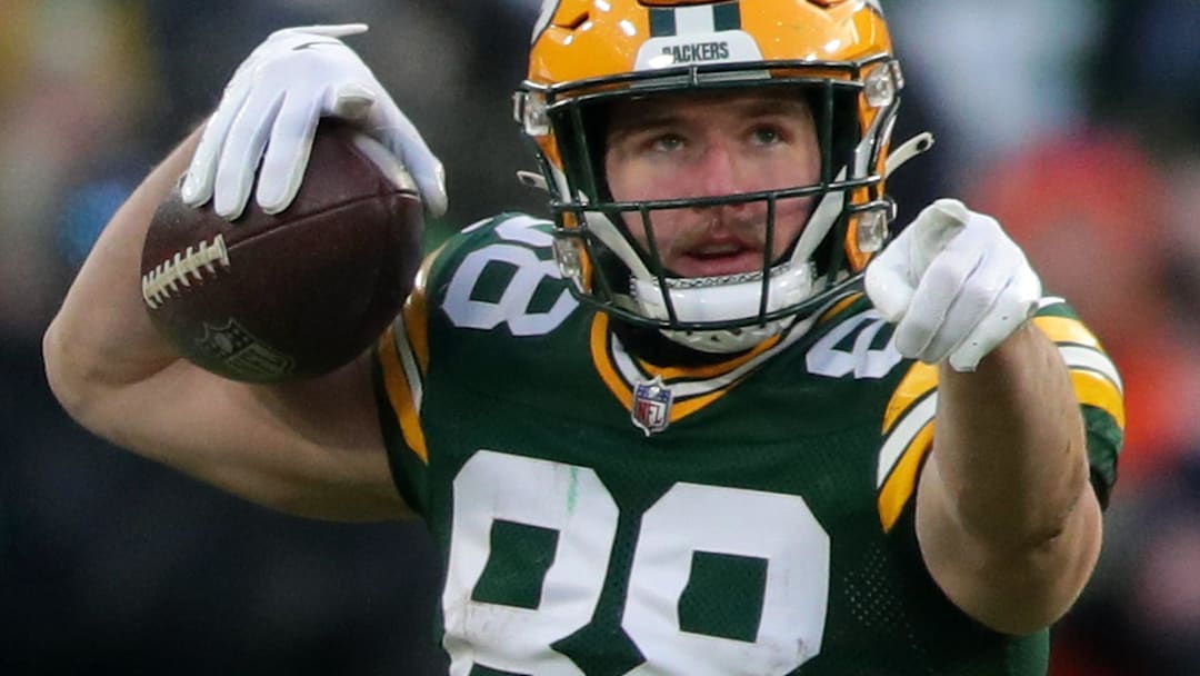Green Bay Packers tight end Luke Musgrave (88) against the Chicago Bears on Sunday, December 7, 2025, at Lambeau Field in Green Bay, Wis. The Packers defeated the Bears 28-21.Wm.