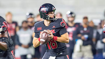 Quarterback Chandler Fields 18 as Louisianas Ragin Cajuns take on South Alabama at Cajun Field in Lafayette, LA. Saturday, Nov. 16, 2024.