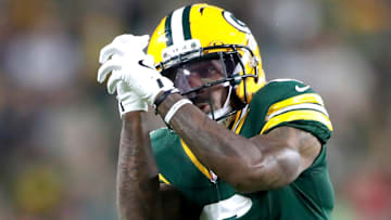 Green Bay Packers wide receiver Mecole Hardman (6) against the New York Jets during their football game on Saturday, August 9, 2025, at Lambeau Field in Green Bay, Wis.