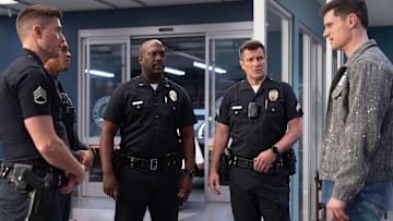 THE ROOKIE - “Mutiny And The Bounty” - The team helps Skip Tracer Randy when his new love interest is kidnapped. Meanwhile, Angela and Nyla enlist their moms to help catch a con artist, and Wesley is threatened to drop a case. TUESDAY, MAY 6 (9:00-10:01 p.m. EDT) on ABC. (Disney/Mike Taing) 
ERIC WINTER, DERIC AUGUSTINE, RICHARD T. JONES, NATHAN FILLION, FLULA BORG