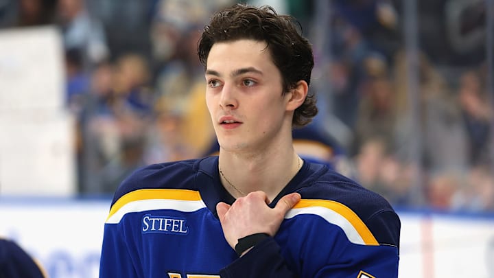 St. Louis Blues rookie Dalibor Dvorsky in his first NHL game