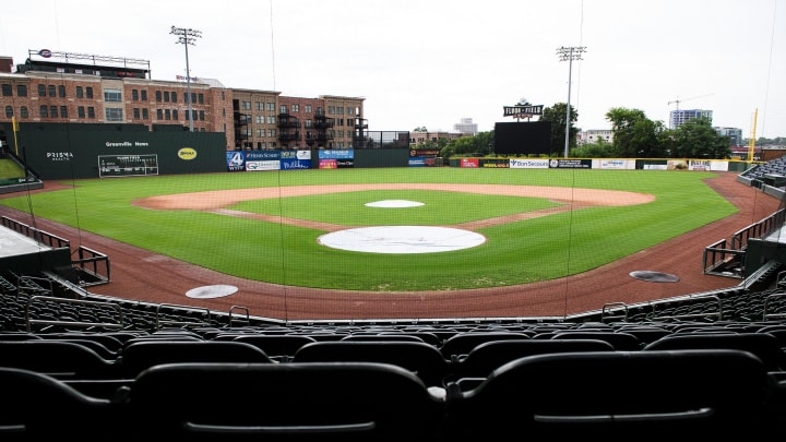 Rows of empty seats at Fluor Field Tuesday, June 30, 2020. The Greenville Drive and all other Minor