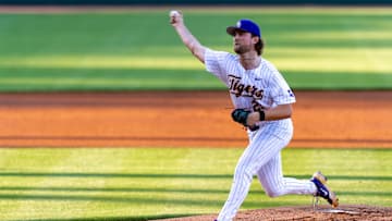 Pitcher Jaden Noot 27, LSU Tigers take on Louisianas Ragin Cajuns at Alex Box Stadium in Baton Rouge, LA. Tuesday, March 25, 2025.