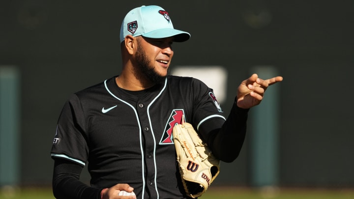 Arizona Diamondbacks pitcher Eduardo Rodriguez during spring training workouts at Salt River Fields at Talking Stick in Scottsdale on Feb. 14, 2024.