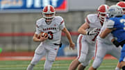 Matt Sieg of Fort Cherry runs the football against Steelton-Highspire in the 2023 PIAA Class 1A state championship. 