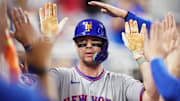 Sep 27, 2025; Miami, Florida, USA; New York Mets first baseman Pete Alonso (20) celebrates his solo home run against the Miami Marlins in the third inning at loanDepot Park. Mandatory Credit: Jim Rassol-Imagn Images