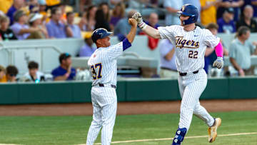 Jared Jones 22 Homerun, LSU Tigers take on Louisianas Ragin Cajuns at Alex Box Stadium in Baton Rouge, LA. Tuesday, March 25, 2025.
