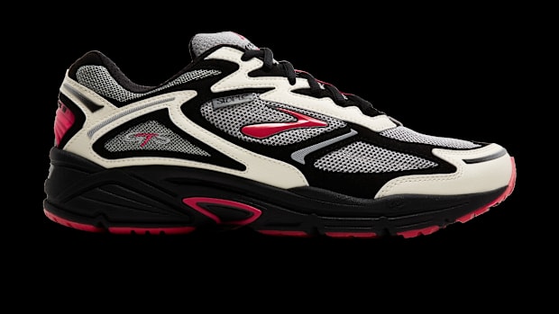 Black and pink sneakers.