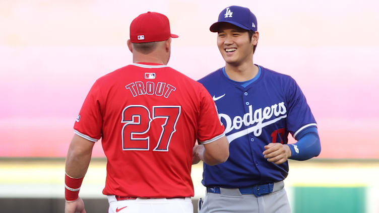 Los Angeles Dodgers DH Shohei Ohtani, Los Angeles Angels outfielder Mike Trout