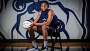 Butler University basketball player Augusto Cassia at Media Day on Wednesday, Oct. 17, 2023, in the Butler University practice gym in Indianapolis.