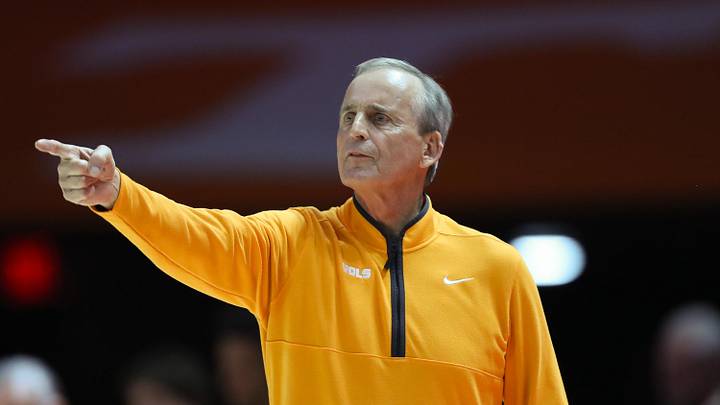 Feb 28, 2026; Knoxville, Tennessee, USA;  Tennessee Volunteers head coach Rick Barnes during the first half against the Alabama Crimson Tide at Thompson-Boling Arena at Food City Center. Mandatory Credit: Randy Sartin-Imagn Images